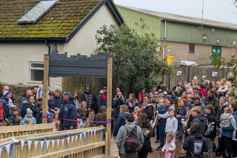 Visitors queuing for Crocodile Swamp reopening at Paignton Zoo