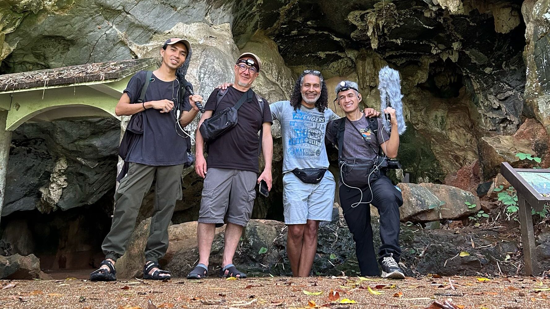 The artistic team outside Phu Pha Phet Cave Satun UNESCO Global Geopark TAAHM Project edited