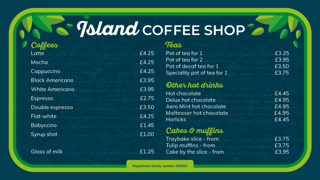 Island Coffee Shop Menu Autumn 2025